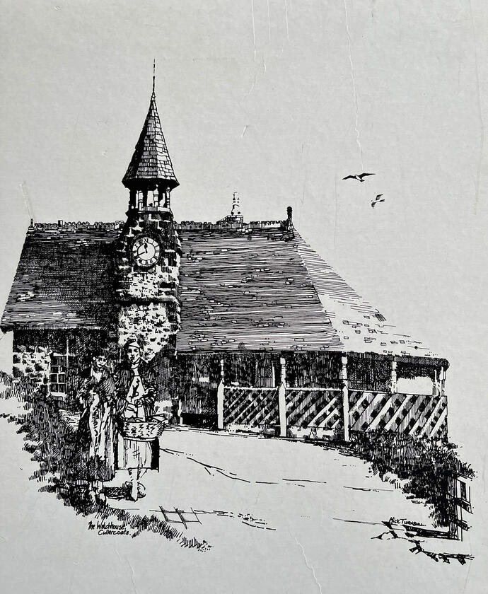 Untitled Black and white image of watch house south side.